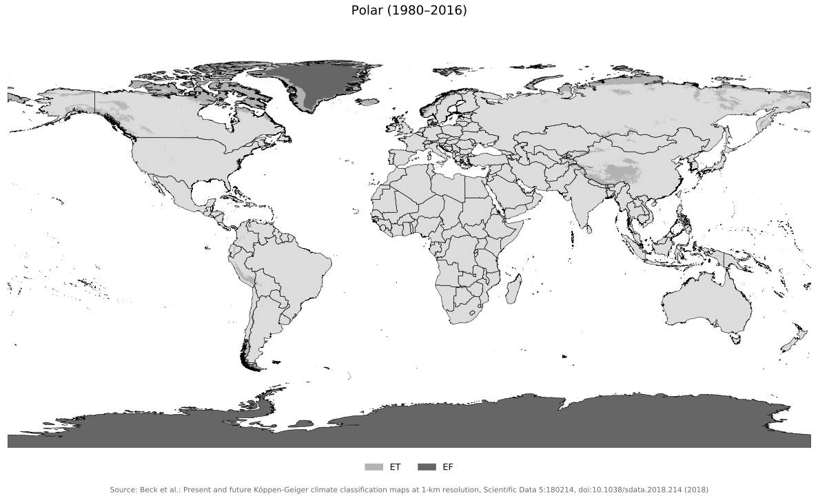Mapa que muestra laz zonas del planeta con clima polar
