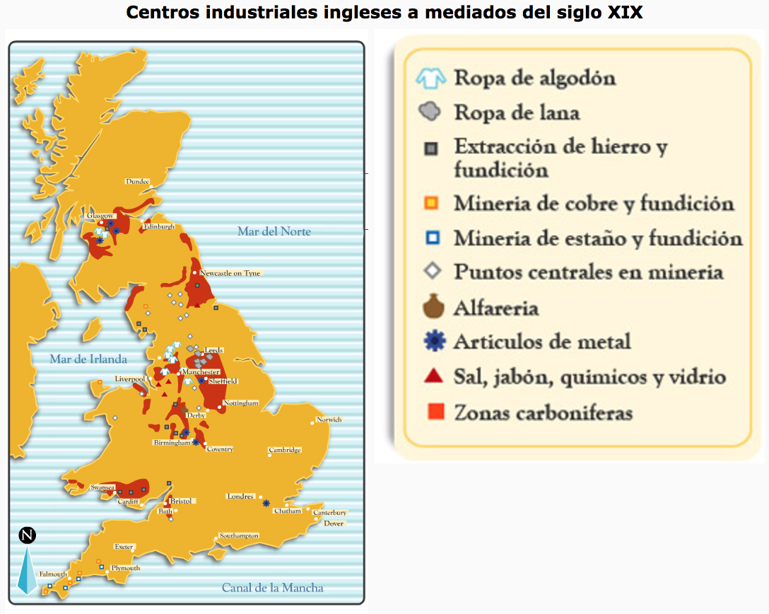 Centros Industriales ingleses a mediados del siglo XIX